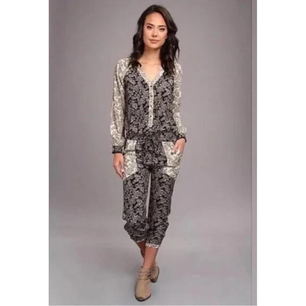 Free People Sheila Jumpsuit Floral Printed Long Sleeve Romper Sz small
